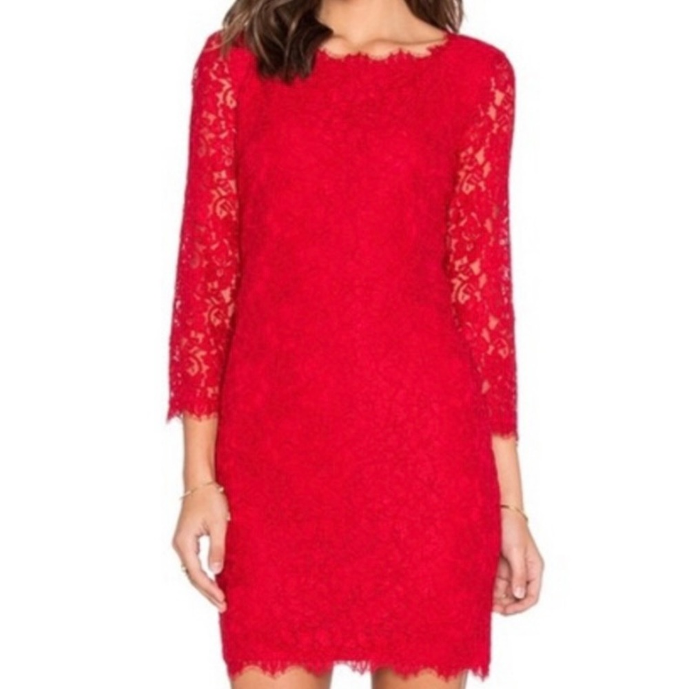 DVF lace Zaria dress red